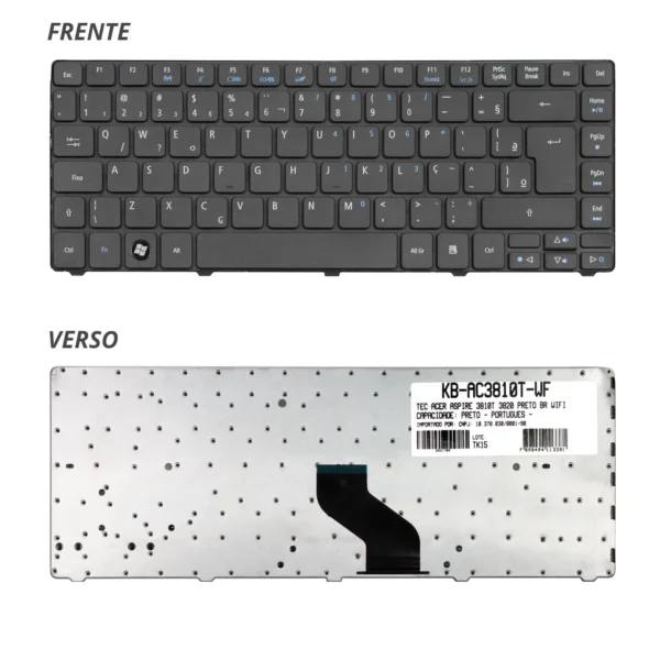 Teclado Acer Aspire 3810T 3820 Kb-Ac3810t-Wf Abnt2 Wi-Fi F3 Preto