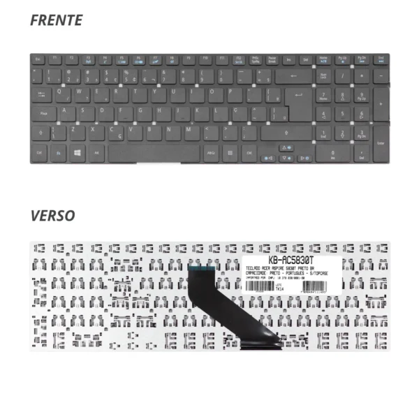 Teclado Acer E5-511 E5-571 Kb-Ac5830t Abnt2 Wi-Fi F3 Preto