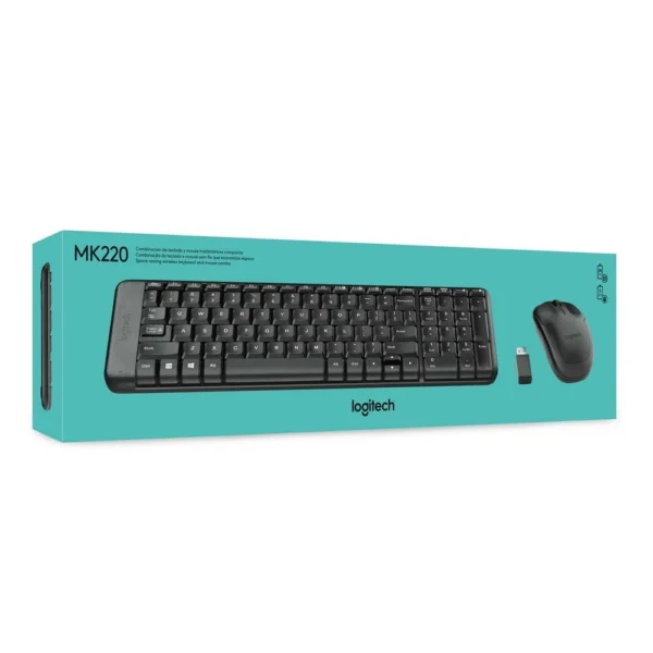 Kit Teclado E Mouse Logitech Mk220 Sem Fio Abnt2 Preto