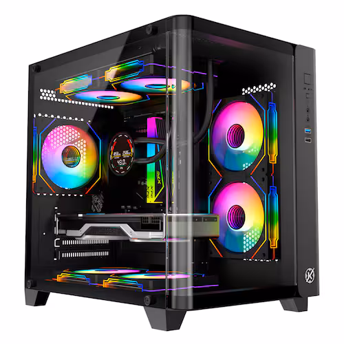 Gabinete Gamer Kalkan Midgard Curve Aquário Micro-Atx Vidro Curvo Sem Fan Preto
