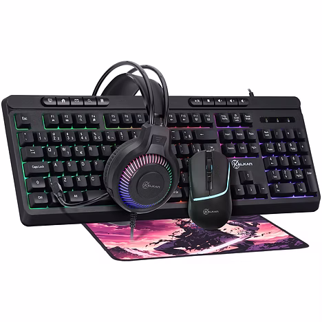 Combo Gamer Kalkan Baldur 4 Em 1 Teclado Mouse Headset E Mousepad Preto