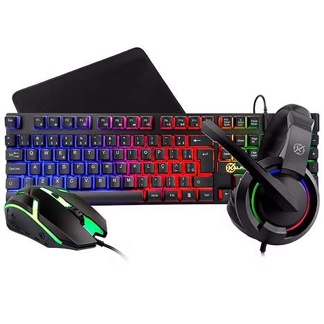 Combo Gamer Kalkan Odin Lite 4 Em 1 Teclado Mouse Headset E Mousepad Preto