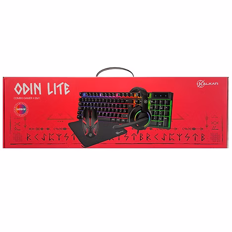 Combo Gamer Kalkan Odin Lite 4 Em 1 Teclado Mouse Headset E Mousepad Preto
