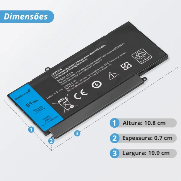 Bateria Dell Vostro 5460 5470 Bb11-De101 Vh748 4600Mah Preto