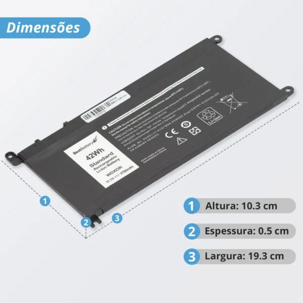 Bateria Dell Inspiron 13-7368 3583 Bb11-De125 Wdx0r 39Wh Preto