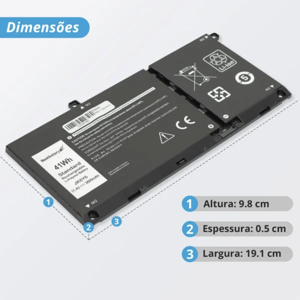 Bateria Dell Latitude 3410 Bb11-De3410 Jk6 3600Mah Preto