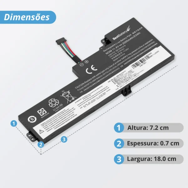 Bateria Lenovo Thinkpad T470 01Av421 Bb11-Le052 11.46V 2000Mah Preto