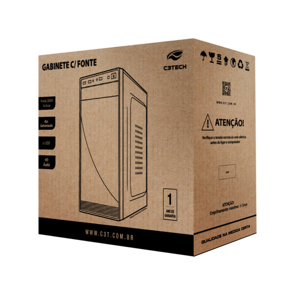 Gabinete C3tech Mt-35Bk Micro-Atx Com Fonte 200W Preto