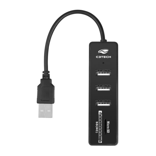 Hub Usb C3tech 29593 3 Portas Usb 2.0 Com Leitor Sd E Micro Sd Preto