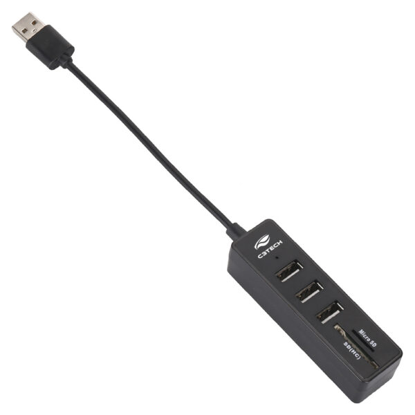 Hub Usb C3tech 29593 3 Portas Usb 2.0 Com Leitor Sd E Micro Sd Preto