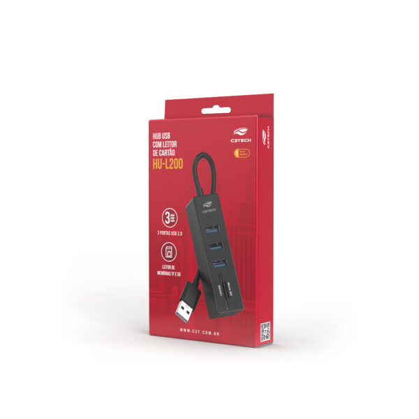 Hub Usb C3tech 29593 3 Portas Usb 2.0 Com Leitor Sd E Micro Sd Preto