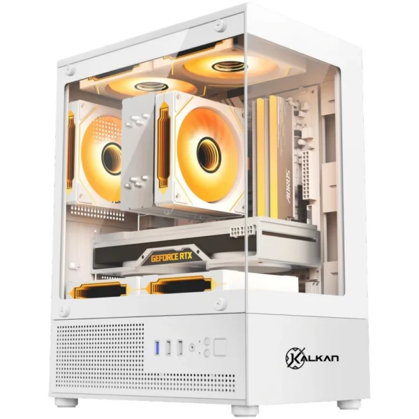 Gabinete Gamer Kalkan Hakon Micro-Atx Vidro Temperado Sem Fan Branco