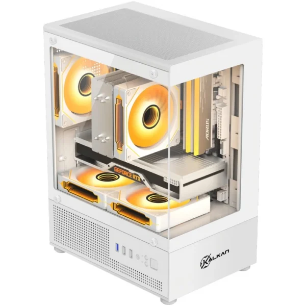 Gabinete Gamer Kalkan Hakon Micro-Atx Vidro Temperado Sem Fan Branco