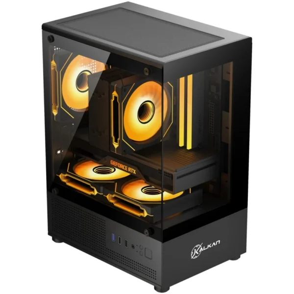 Gabinete Gamer Kalkan Hakon Micro-Atx Vidro Temperado Sem Fan Preto