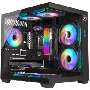 Gabinete Gamer Kalkan Midgard Digital Aquário Micro-Atx Vidro Temperado Sem Fan Preto