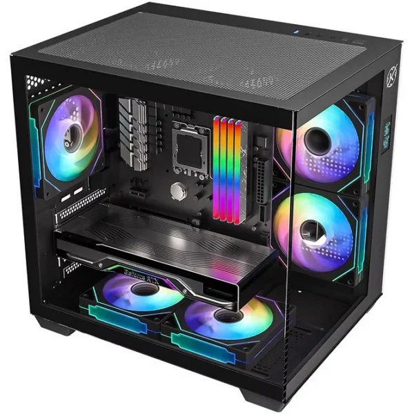 Gabinete Gamer Kalkan Midgard Digital Aquário Micro-Atx Vidro Temperado Sem Fan Preto