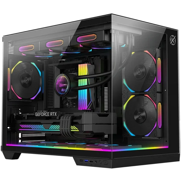 Gabinete Gamer Kalkan Saga Rgb Aquário Micro-Atx Vidro Temperado Sem Fan Preto