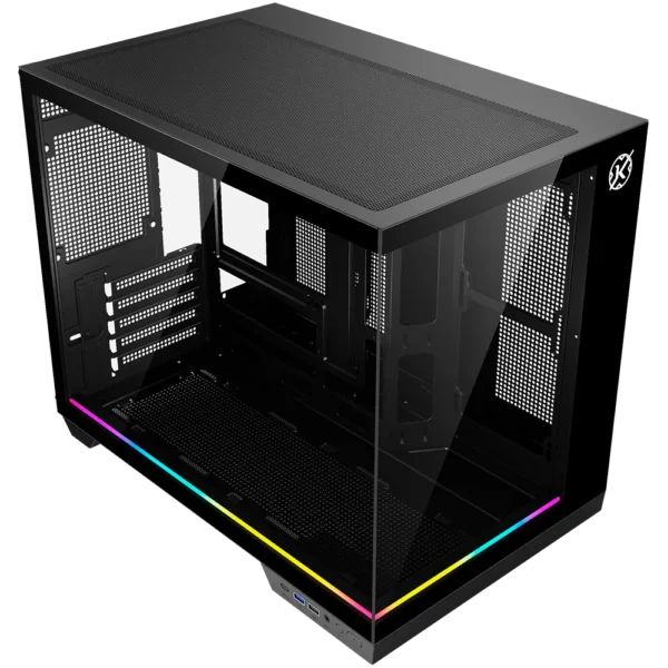 Gabinete Gamer Kalkan Saga Rgb Aquário Micro-Atx Vidro Temperado Sem Fan Preto