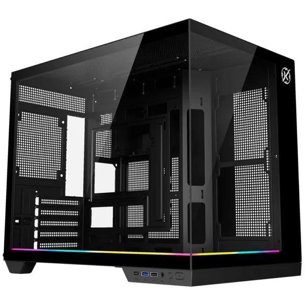 Gabinete Gamer Kalkan Saga Rgb Aquário Micro-Atx Vidro Temperado Sem Fan Preto