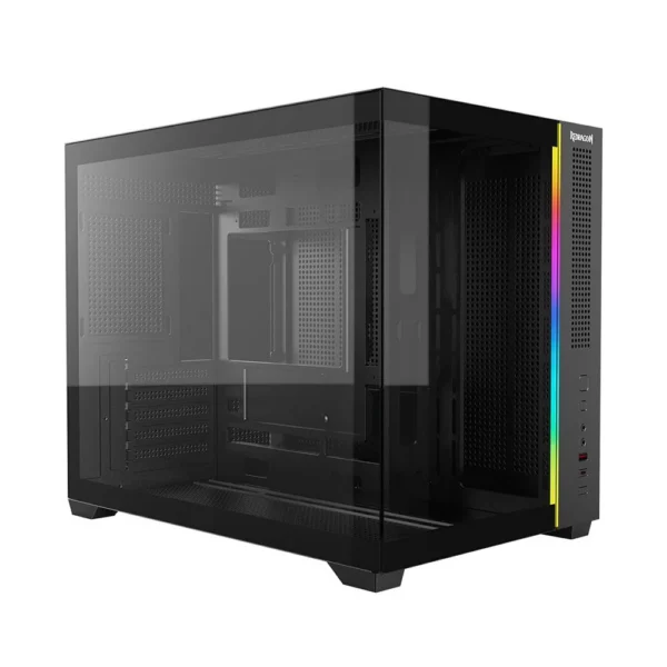 Gabinete Gamer Redragon Wideload Mini Lite Rgb Micro-Atx Vidro Temperado Sem Fan Preto