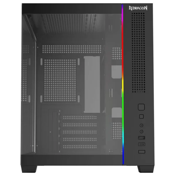 Gabinete Gamer Redragon Wideload Mini Lite Rgb Micro-Atx Vidro Temperado Sem Fan Preto