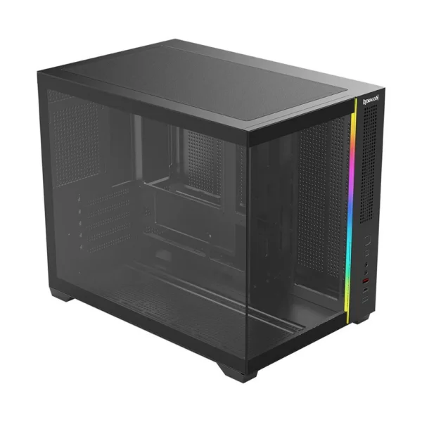 Gabinete Gamer Redragon Wideload Mini Lite Rgb Micro-Atx Vidro Temperado Sem Fan Preto