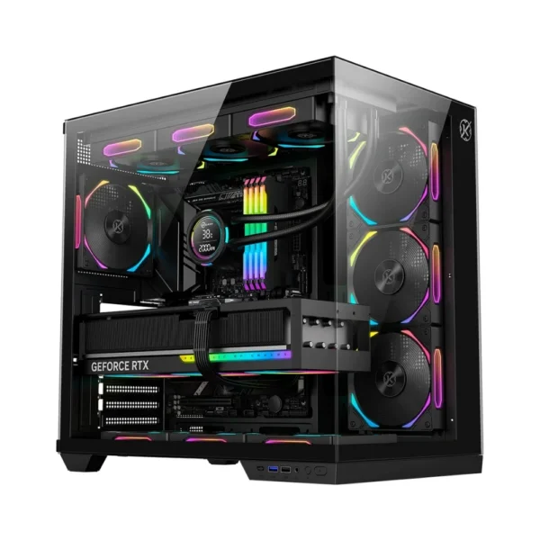 Gabinete Gamer Kalkan Skye Rgb Aquário Atx Vidro Temperado Sem Fan Preto