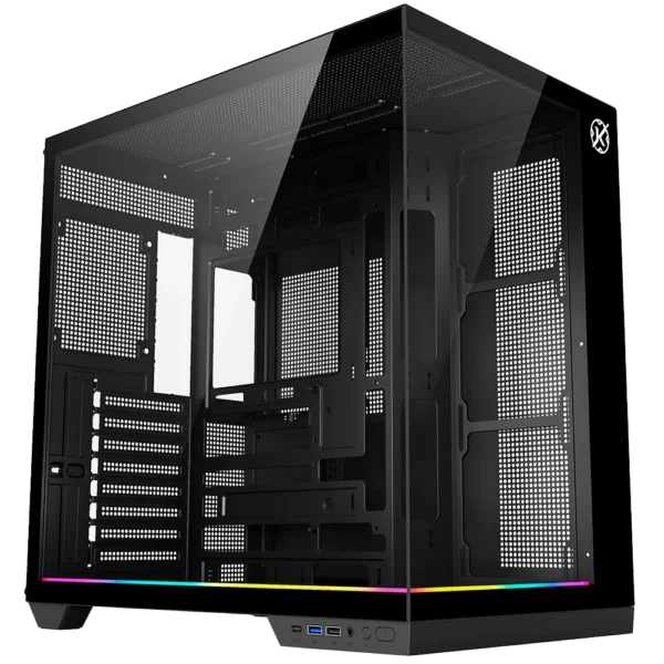 Gabinete Gamer Kalkan Skye Rgb Aquário Atx Vidro Temperado Sem Fan Preto