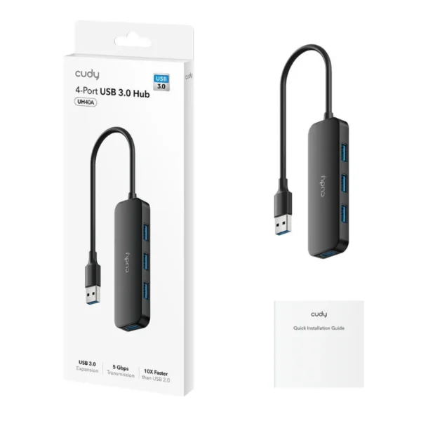 Hub Usb Cudy Uh40a 4 Portas Usb-A 3.0 5Gbps Preto
