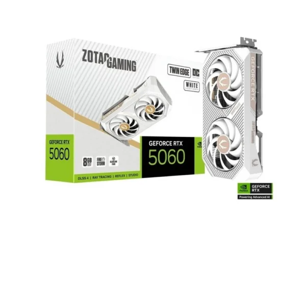 Placa De Vídeo Zotac Gaming Geforce Rtx 5060 Twin Edge Oc White Edition 8Gb Gddr7 Branco
