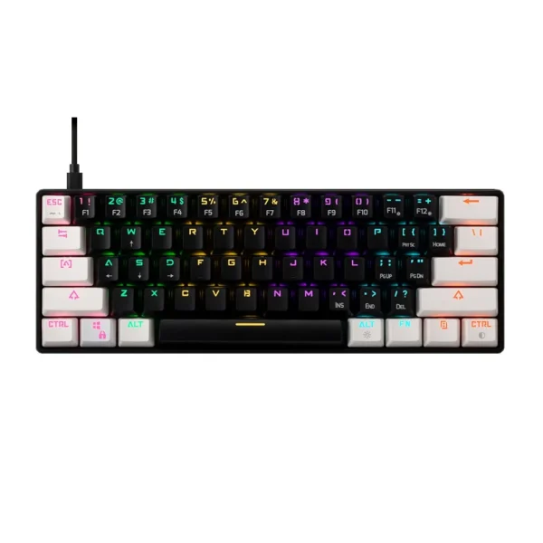Teclado Mecânico Gamer Gamdias Aura Gk2 Abnt2 Switch Marrom Rainbow Preto E Branco