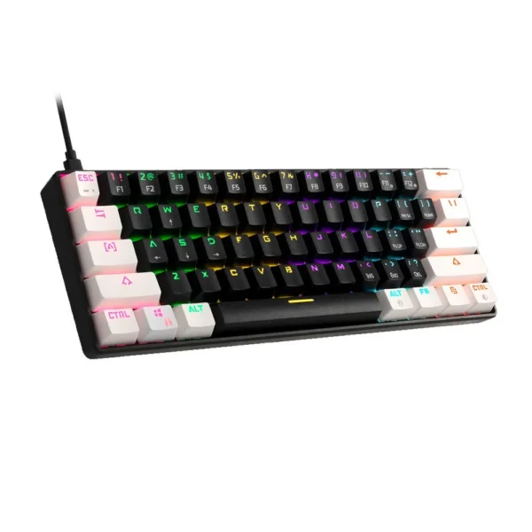 Teclado Mecânico Gamer Gamdias Aura Gk2 Abnt2 Switch Marrom Rainbow Preto E Branco
