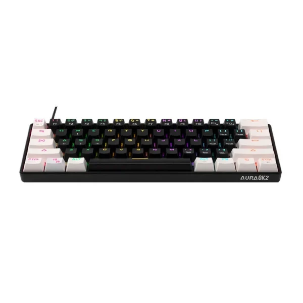 Teclado Mecânico Gamer Gamdias Aura Gk2 Abnt2 Switch Marrom Rainbow Preto E Branco