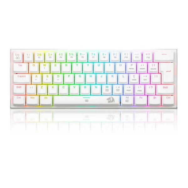 Teclado Mecânico Gamer Redragon Anivia Lunar White K614w-Rgb Abnt2 Switch Azul Rgb Branco