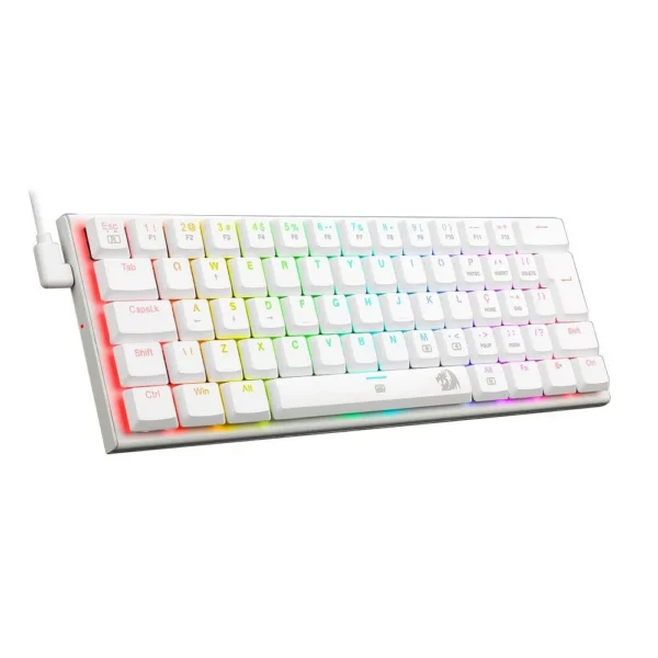 Teclado Mecânico Gamer Redragon Anivia Lunar White K614w-Rgb Abnt2 Switch Azul Rgb Branco