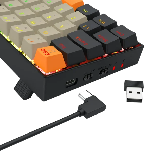 Teclado Mecânico Gamer Redragon Draconic Pro Sem Fio Abnt2 Switch Marrom Rgb Cinza Laranja E Preto