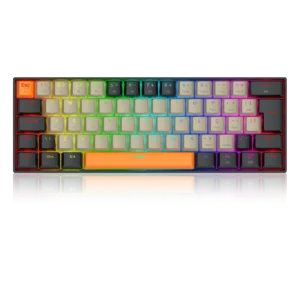 Teclado Mecânico Gamer Redragon Draconic Pro Sem Fio Abnt2 Switch Marrom Rgb Cinza Laranja E Preto