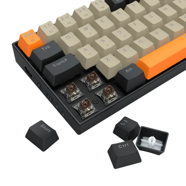 Teclado Mecânico Gamer Redragon Draconic Pro Sem Fio Abnt2 Switch Marrom Rgb Cinza Laranja E Preto