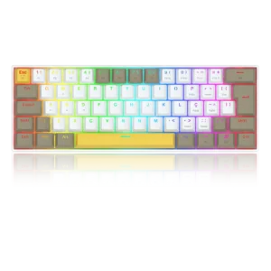 Teclado Mecânico Gamer Redragon Draconic Pro Sem Fio Abnt2 Switch Marrom Rgb Branco Cinza E Amarelo