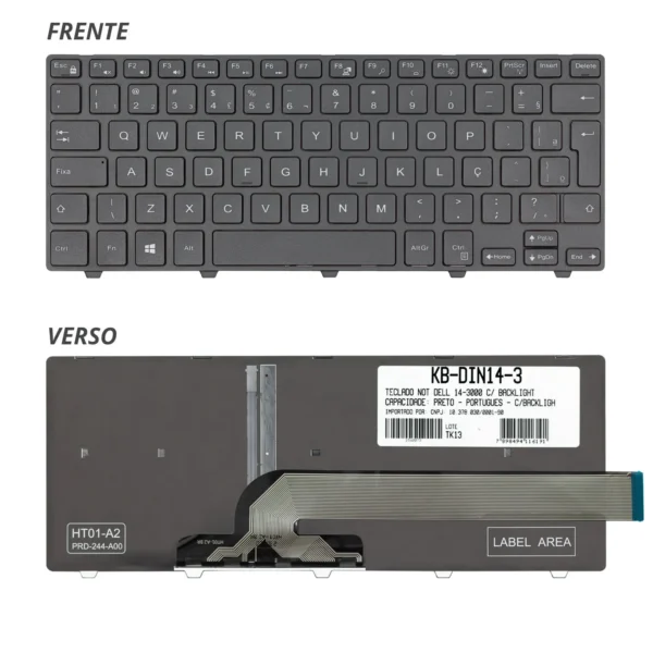 Teclado Dell 14-3000 Kb-Din14-3 Abnt2 Com Retroiluminação Preto