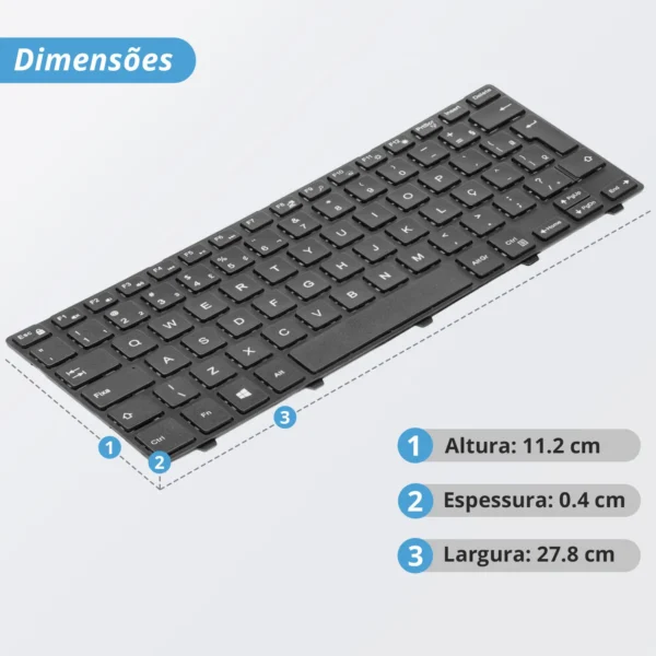 Teclado Dell 14-3000 Kb-Din14-3 Abnt2 Com Retroiluminação Preto