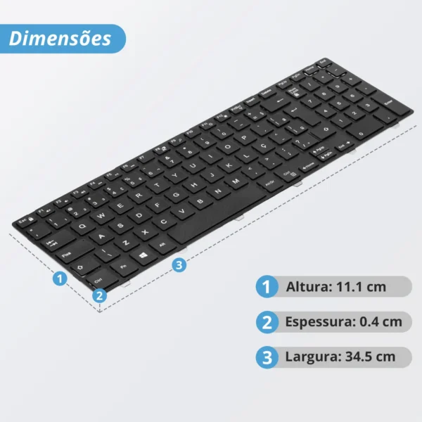 Teclado Dell Inspiron 15-3000 Kb-Din15-3 Abnt2 Sem Retroiluminação Preto