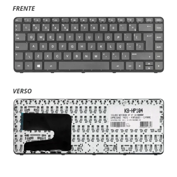 Teclado Hp 14-D000br Kb-Hp104 Abnt2 Preto Com Moldura