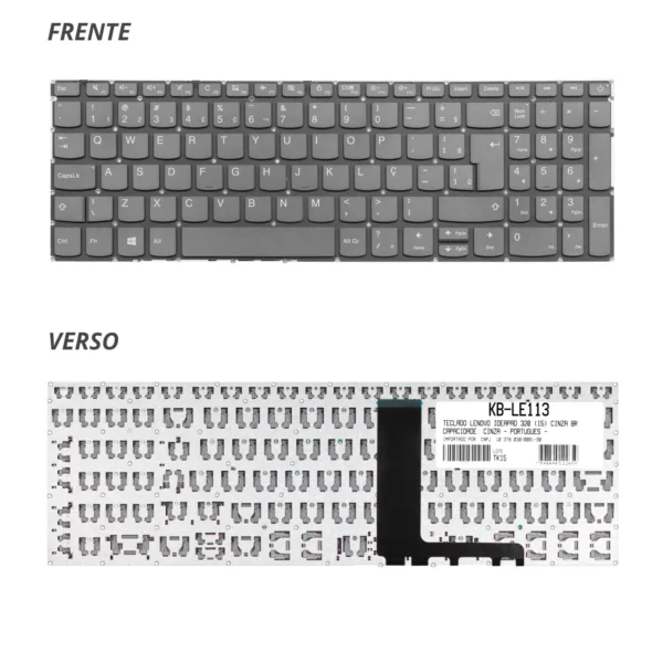 Teclado Lenovo Ideapad 320 Kb-Le113 Abnt2 Cinza