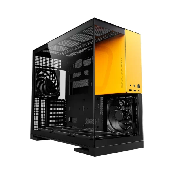 Gabinete Gamer Geometric Future Model 5 Atx Vidro Temperado 5 Fans Argb Preto E Amarelo