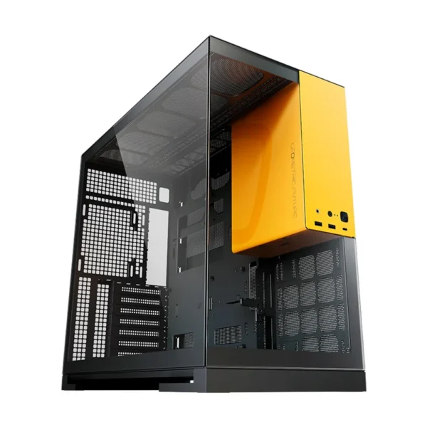 Gabinete Gamer Geometric Future Model 5 Atx Vidro Temperado 5 Fans Argb Preto E Amarelo