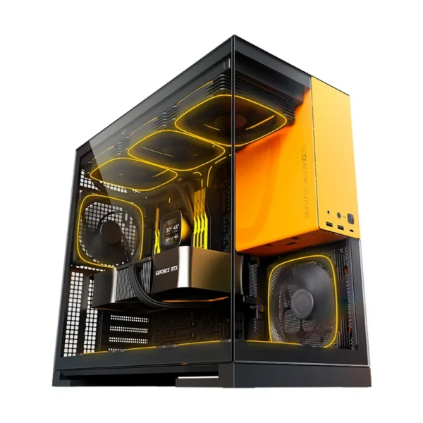 Gabinete Gamer Geometric Future Model 5 Atx Vidro Temperado 5 Fans Argb Preto E Amarelo