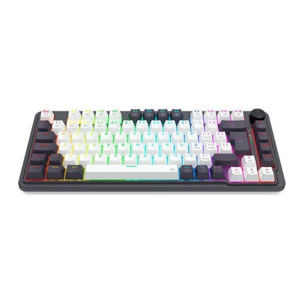 Teclado Mecânico Gamer Redragon Ucal Pro Sem Fio 75% Abnt2 Switch Marrom Rgb Preto E Branco