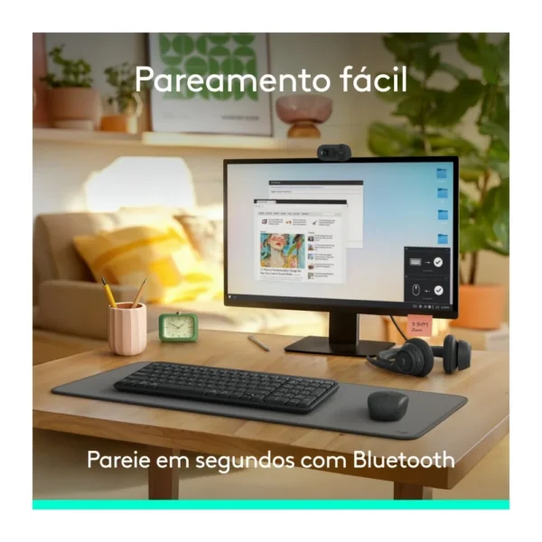 Kit Teclado E Mouse Sem Fio Logitech Mk250 Bluetooth Abnt2 Grafite