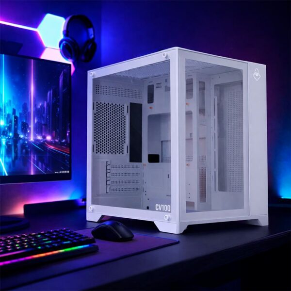 Gabinete Gamer Mancer Cv100 Mid Tower Vidro Temperado Branco